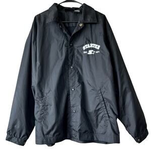 vintage black Starter windbreaker jacket coaches jacket Y2K 90s streetwear M